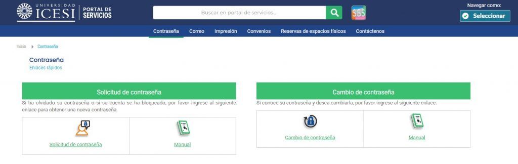 formulario para cambio de contraseña